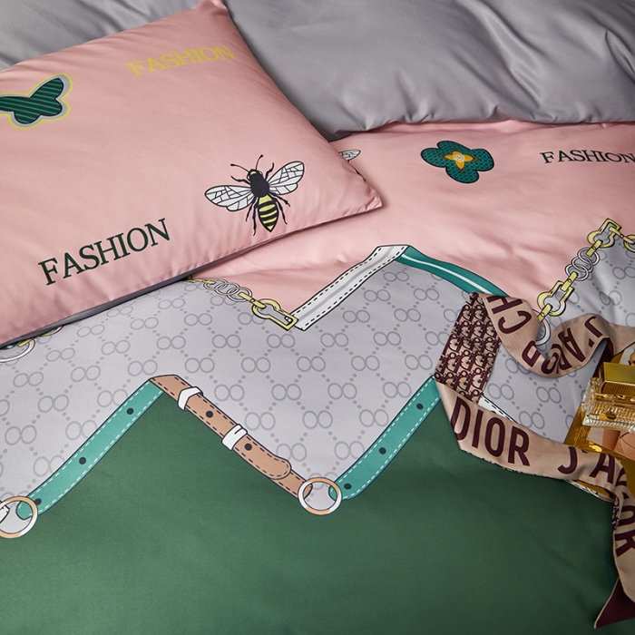 91家纺网 家纺一手货源 找家纺 凡客 2021春夏新款60支水洗真丝数码印花四件套轻奢风系列 简爱