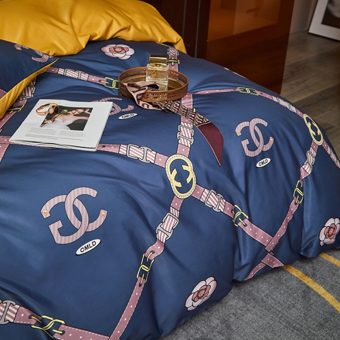 91家纺网 家纺一手货源 找家纺 凡客 2021春夏新款60支水洗真丝数码印花四件套轻奢风系列 凯洛纳斯