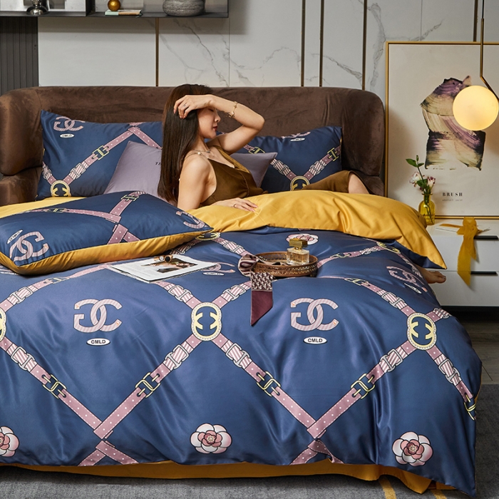 91家纺网 家纺一手货源 找家纺 凡客 2021春夏新款60支水洗真丝数码印花四件套轻奢风系列 凯洛纳斯