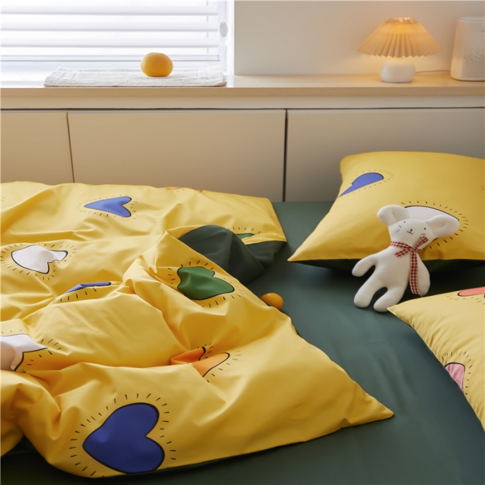 91家纺网 家纺一手货源 找家纺 优然居 2021新款春夏新款活性印花 一见倾心明媚黄