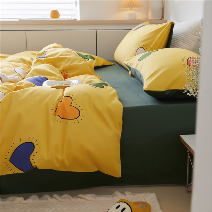 91家纺网 家纺一手货源 找家纺 优然居 2021新款春夏新款活性印花 一见倾心明媚黄