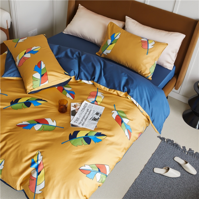 91家纺网 家纺一手货源 找家纺 优然居 2021新款春夏新款活性印花 叶之物语