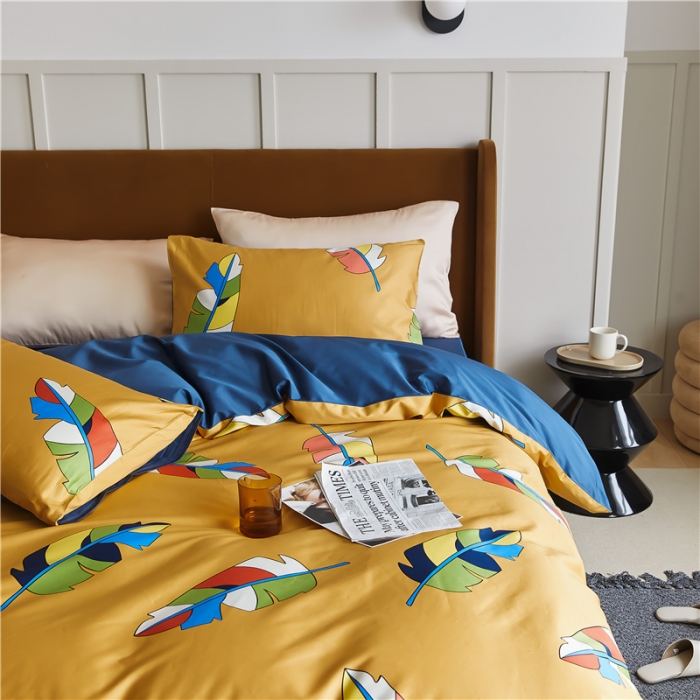 91家纺网 家纺一手货源 找家纺 优然居 2021新款春夏新款活性印花 叶之物语