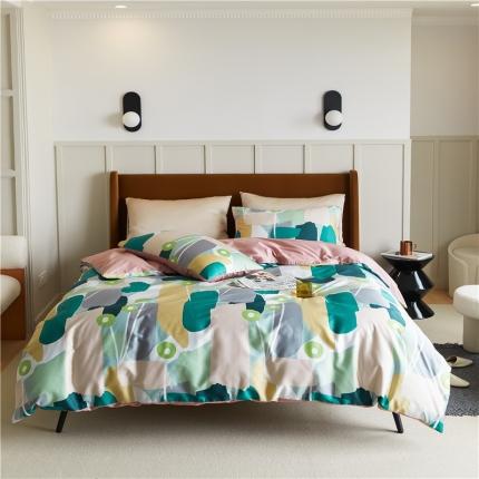 91家纺网 家纺一手货源 找家纺 优然居 2021新款春夏新款活性印花 趣味涂鸦绿