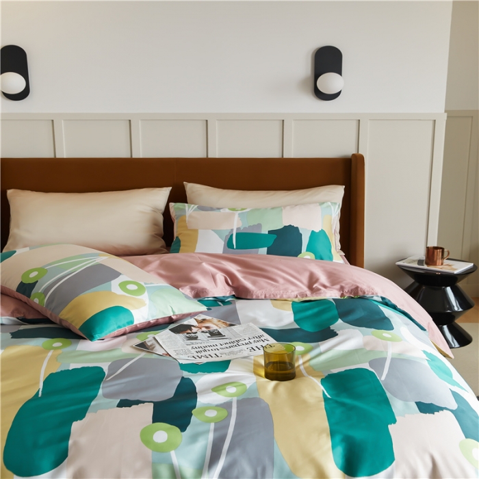 91家纺网 家纺一手货源 找家纺 优然居 2021新款春夏新款活性印花 趣味涂鸦绿