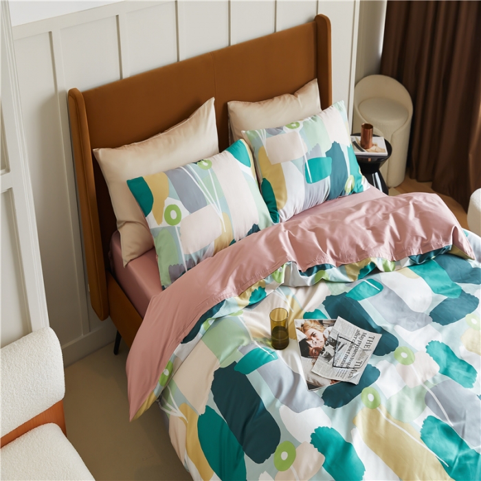 91家纺网 家纺一手货源 找家纺 优然居 2021新款春夏新款活性印花 趣味涂鸦绿