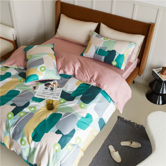 91家纺网 家纺一手货源 找家纺 优然居 2021新款春夏新款活性印花 趣味涂鸦绿