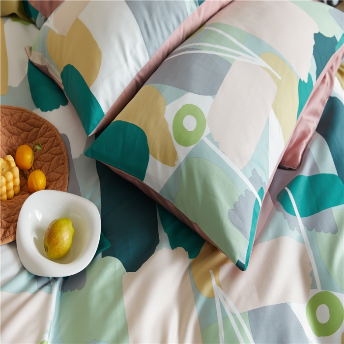 91家纺网 家纺一手货源 找家纺 优然居 2021新款春夏新款活性印花 趣味涂鸦绿