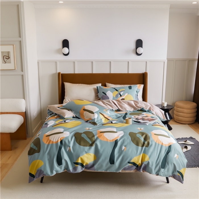 91家纺网 家纺一手货源 找家纺 优然居 2021新款春夏新款活性印花 恋恋物语蓝