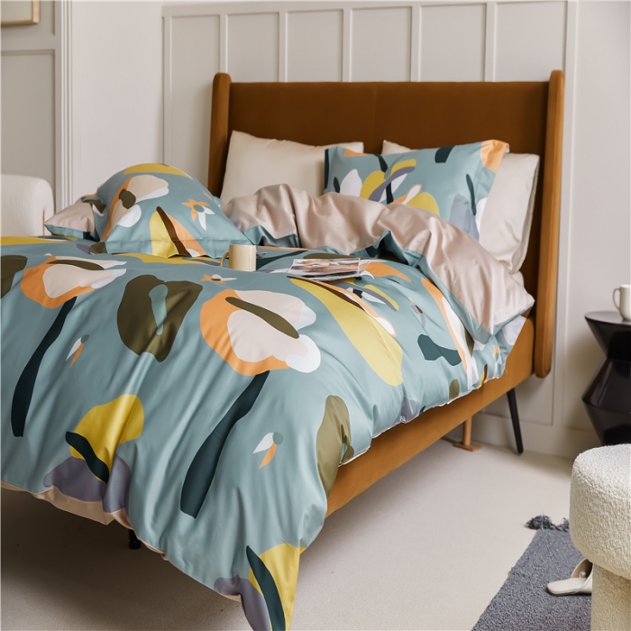 91家纺网 家纺一手货源 找家纺 优然居 2021新款春夏新款活性印花 恋恋物语蓝