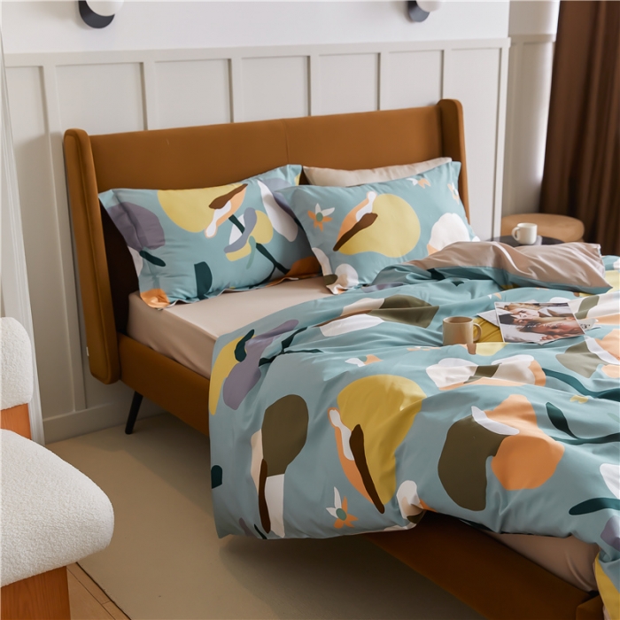 91家纺网 家纺一手货源 找家纺 优然居 2021新款春夏新款活性印花 恋恋物语蓝