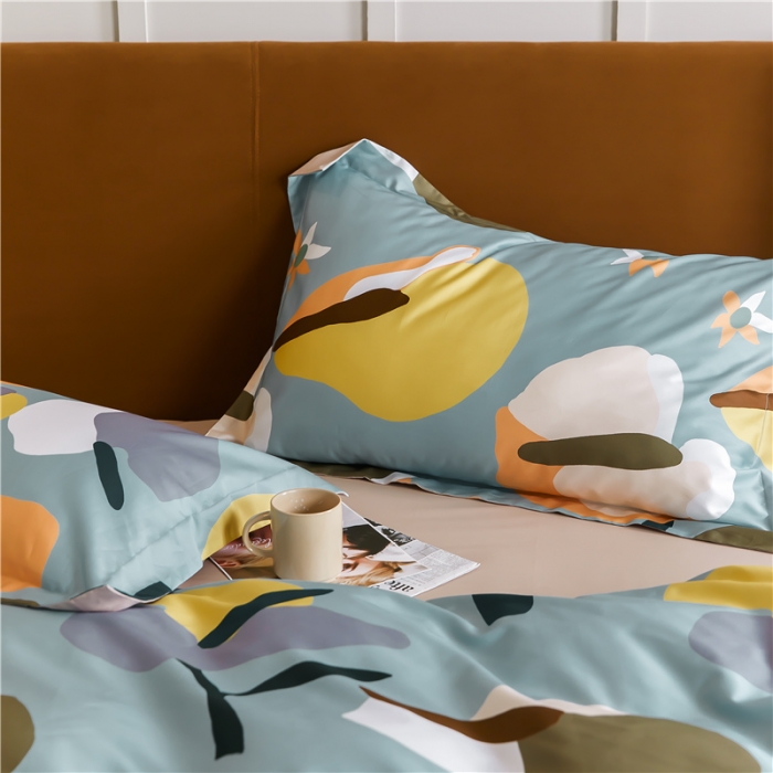 91家纺网 家纺一手货源 找家纺 优然居 2021新款春夏新款活性印花 恋恋物语蓝