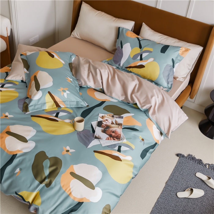 91家纺网 家纺一手货源 找家纺 优然居 2021新款春夏新款活性印花 恋恋物语蓝