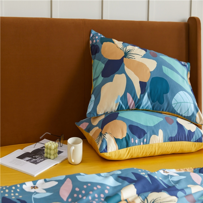 91家纺网 家纺一手货源 找家纺 优然居 2021新款春夏新款活性印花 记忆花海蓝