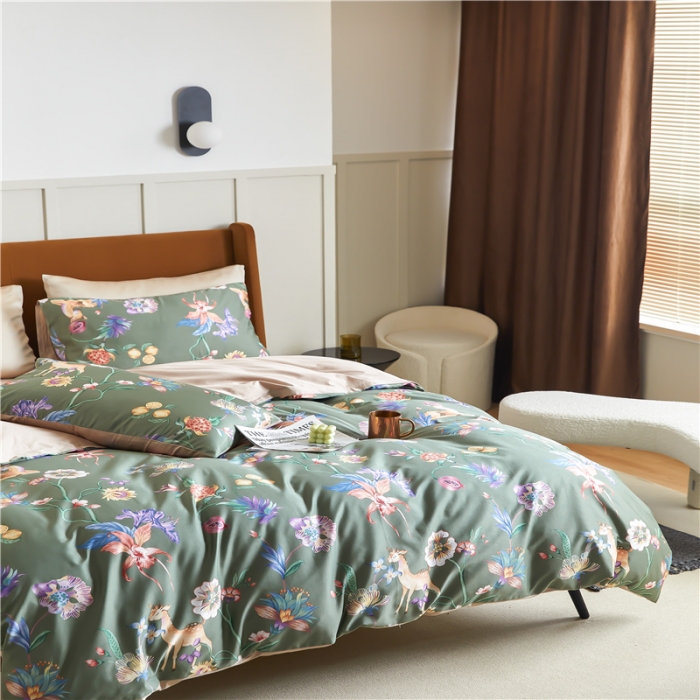 91家纺网 家纺一手货源 找家纺 优然居 2021新款春夏新款活性印花 花影摇曳