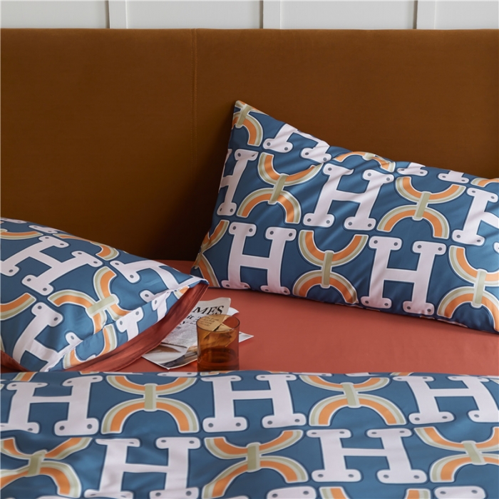 91家纺网 家纺一手货源 找家纺 优然居 2021新款春夏新款活性印花 H家蓝