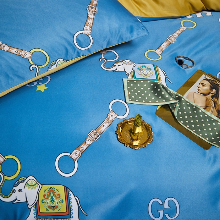 91家纺网 家纺一手货源 找家纺 凡客 2021春夏新款60支水洗真丝数码印花四件套轻奢风系列 伊莎象景