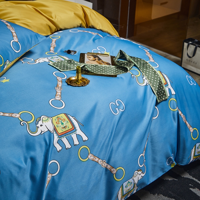 91家纺网 家纺一手货源 找家纺 凡客 2021春夏新款60支水洗真丝数码印花四件套轻奢风系列 伊莎象景