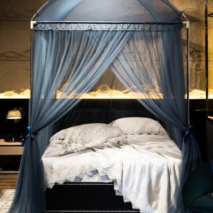 91家纺网 家纺一手货源 找家纺 飞轮海蚊帐 新款落地铁艺烤漆支架蚊帐-ML98 黛蓝