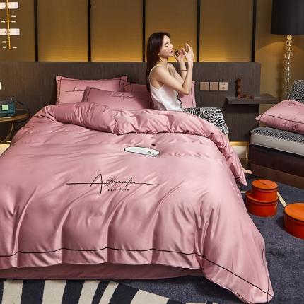 凡客 2021春夏新款60支水洗真丝绣花四件套 圣卡罗-萝莉粉