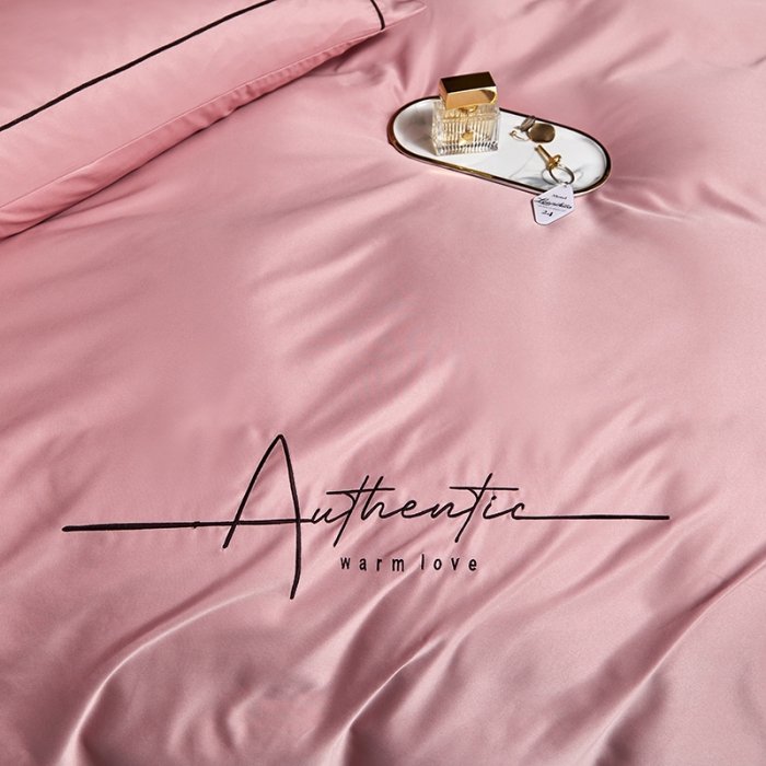 91家纺网 家纺一手货源 找家纺 凡客 2021春夏新款60支水洗真丝绣花四件套 圣卡罗-萝莉粉