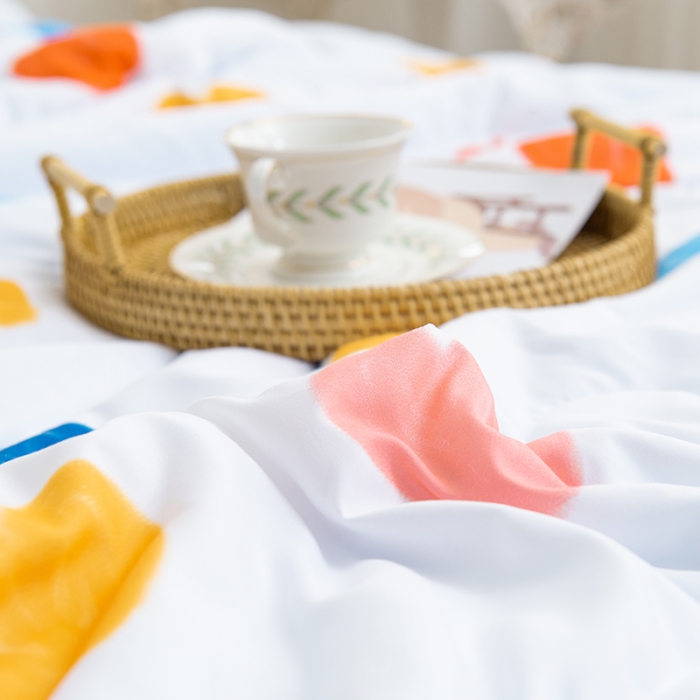 91家纺网 家纺一手货源 找家纺 慕尚 2025新款水洗棉夏被 彩虹爱心