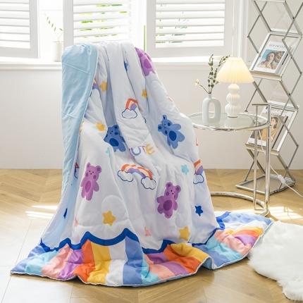 91家纺网 家纺一手货源 找家纺 慕尚 2025新款水洗棉夏被 彩虹熊