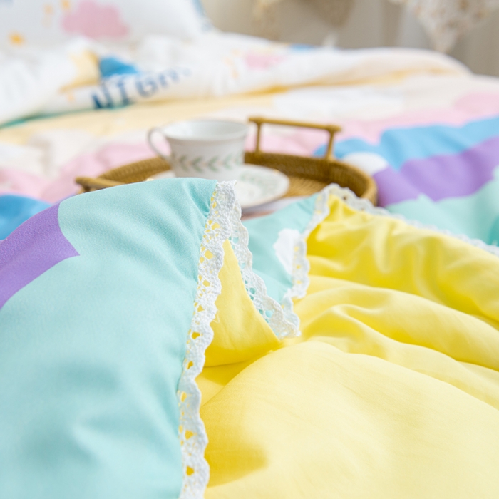 91家纺网 家纺一手货源 找家纺 慕尚 2025新款水洗棉夏被 彩虹云