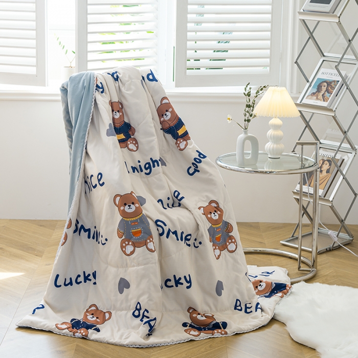 91家纺网 家纺一手货源 找家纺 慕尚 2025新款水洗棉夏被 超酷熊