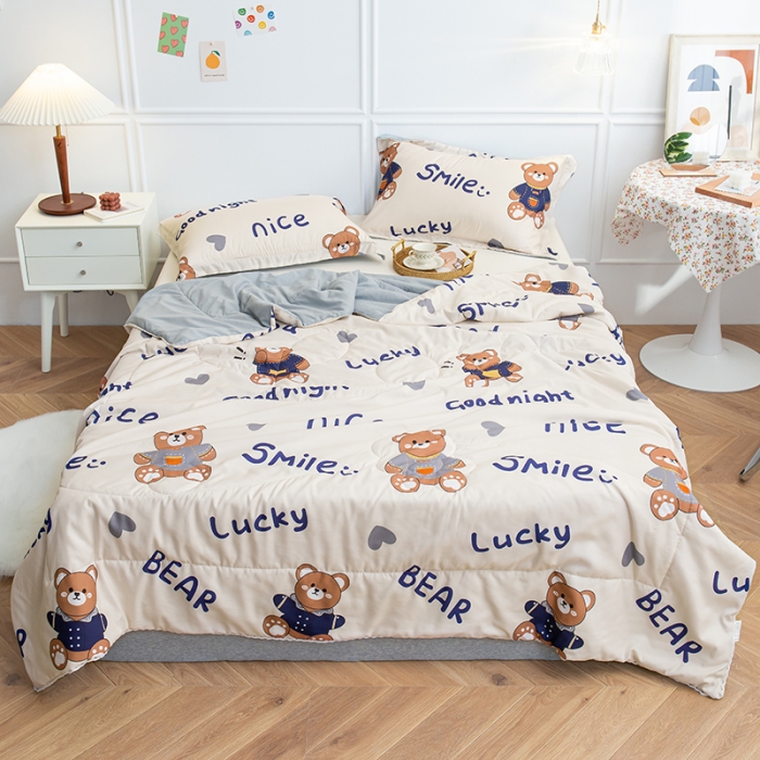 91家纺网 家纺一手货源 找家纺 慕尚 2025新款水洗棉夏被 超酷熊