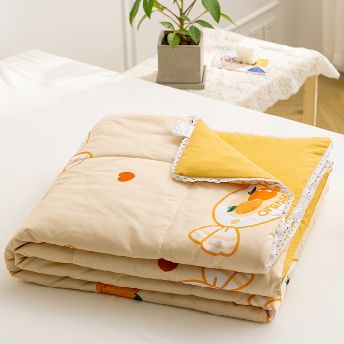 91家纺网 家纺一手货源 找家纺 慕尚 2025新款水洗棉夏被 橙子奶糖