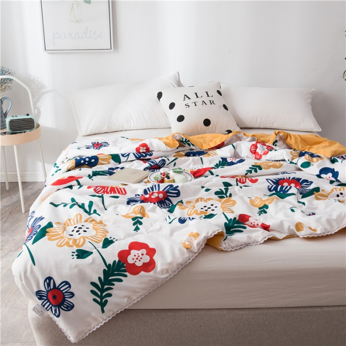 91家纺网 家纺一手货源 找家纺 慕尚 2025新款水洗棉夏被 梵高之花