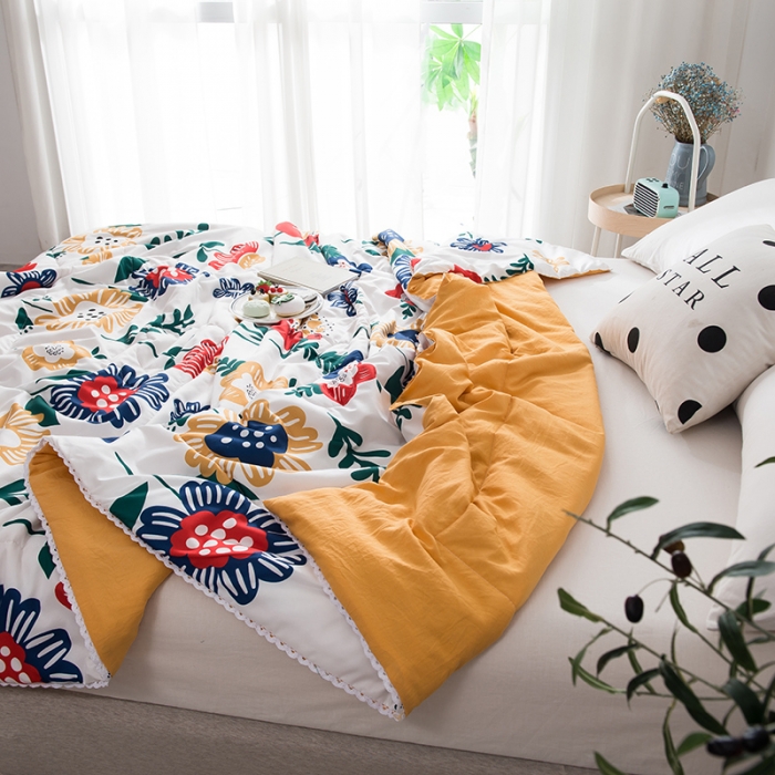 91家纺网 家纺一手货源 找家纺 慕尚 2025新款水洗棉夏被 梵高之花