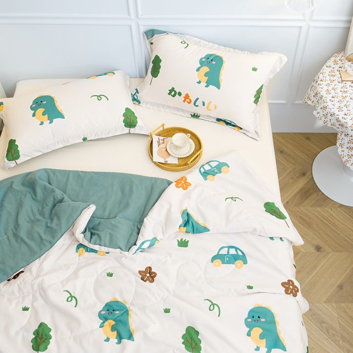 91家纺网 家纺一手货源 找家纺 慕尚 2025新款水洗棉夏被 萌萌恐龙