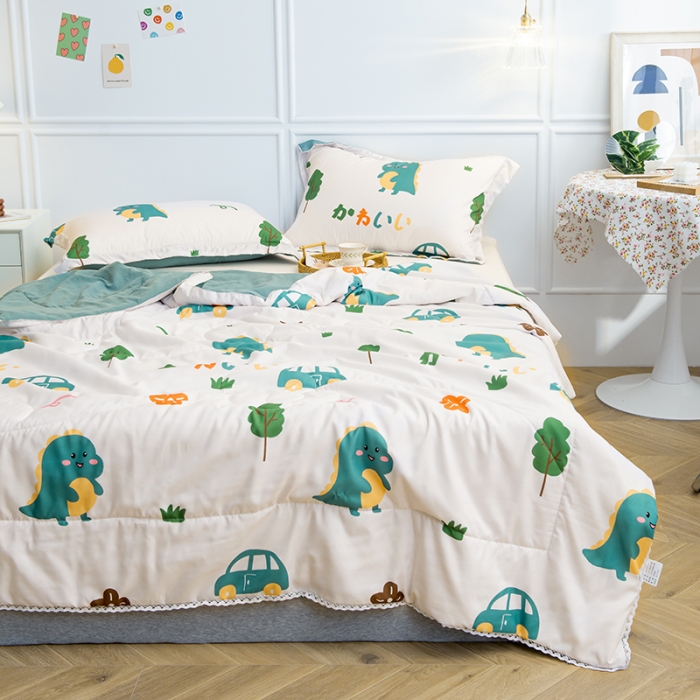 91家纺网 家纺一手货源 找家纺 慕尚 2025新款水洗棉夏被 萌萌恐龙