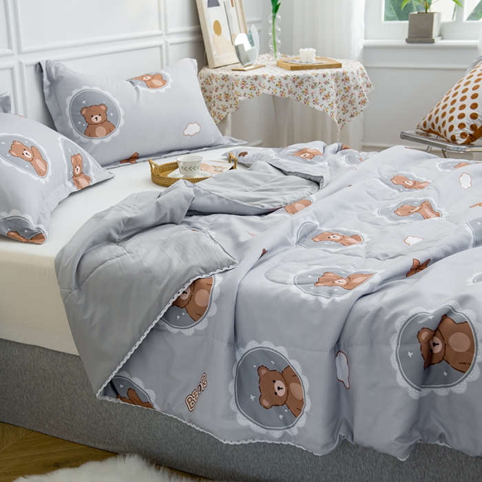 91家纺网 家纺一手货源 找家纺 慕尚 2025新款水洗棉夏被 萌小熊