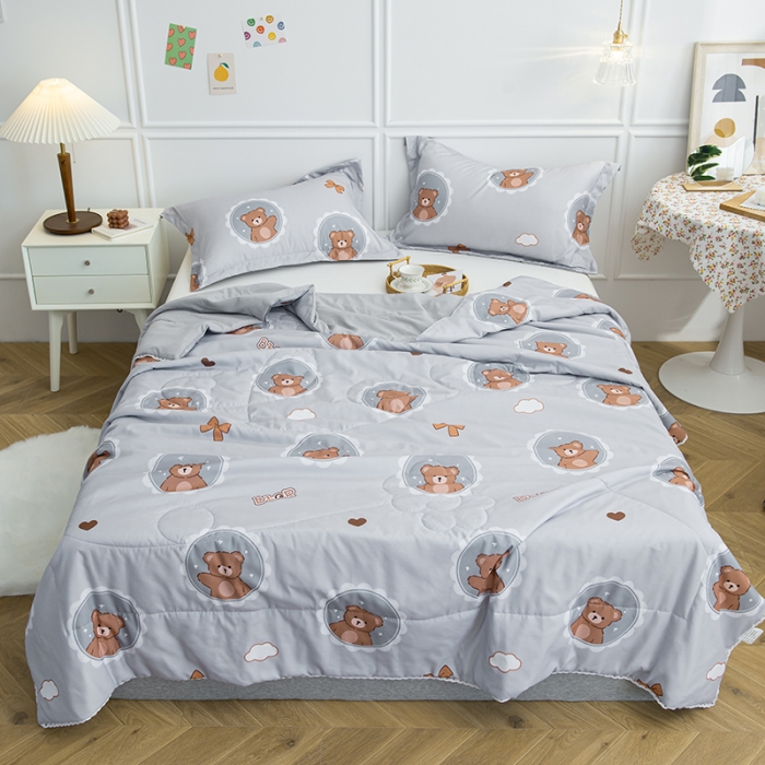 91家纺网 家纺一手货源 找家纺 慕尚 2025新款水洗棉夏被 萌小熊