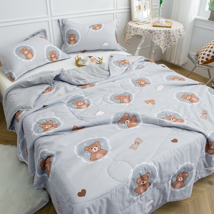 91家纺网 家纺一手货源 找家纺 慕尚 2025新款水洗棉夏被 萌小熊