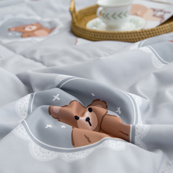 91家纺网 家纺一手货源 找家纺 慕尚 2025新款水洗棉夏被 萌小熊