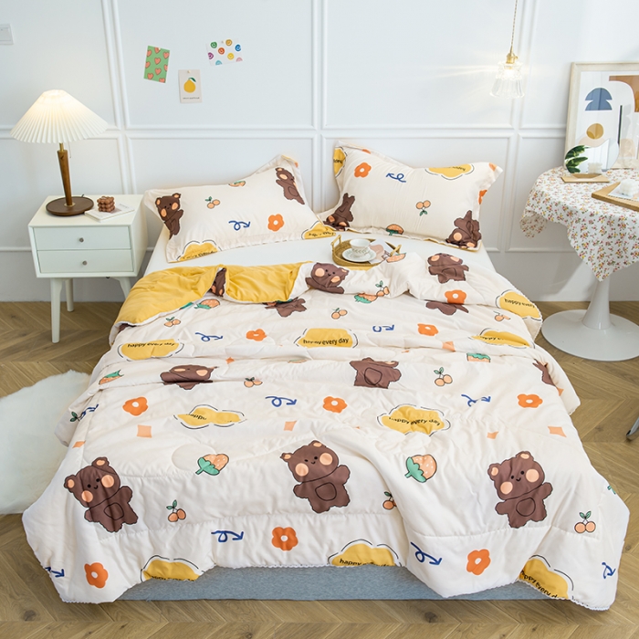 91家纺网 家纺一手货源 找家纺 慕尚 2025新款水洗棉夏被 萌熊