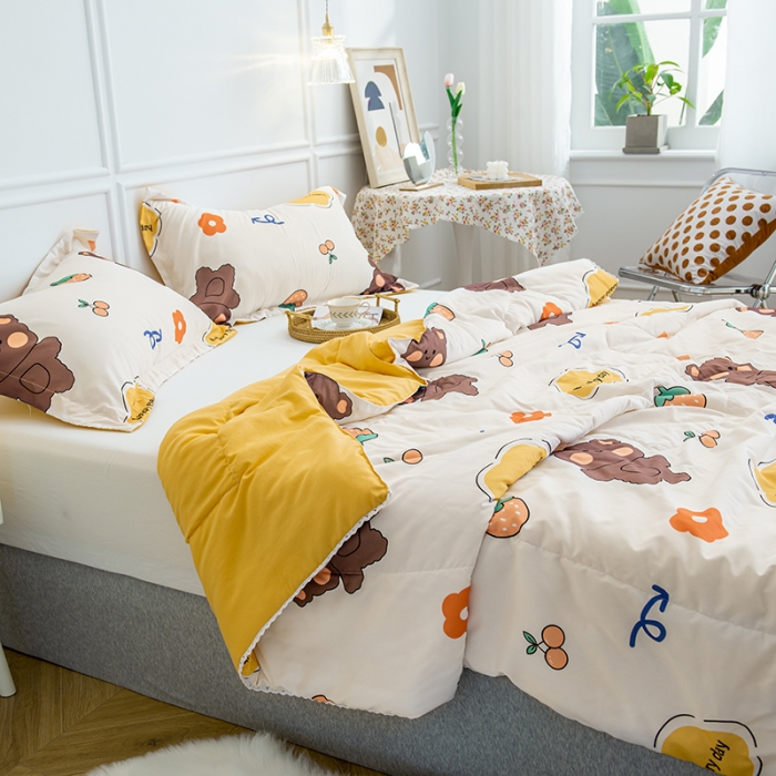 91家纺网 家纺一手货源 找家纺 慕尚 2025新款水洗棉夏被 萌熊