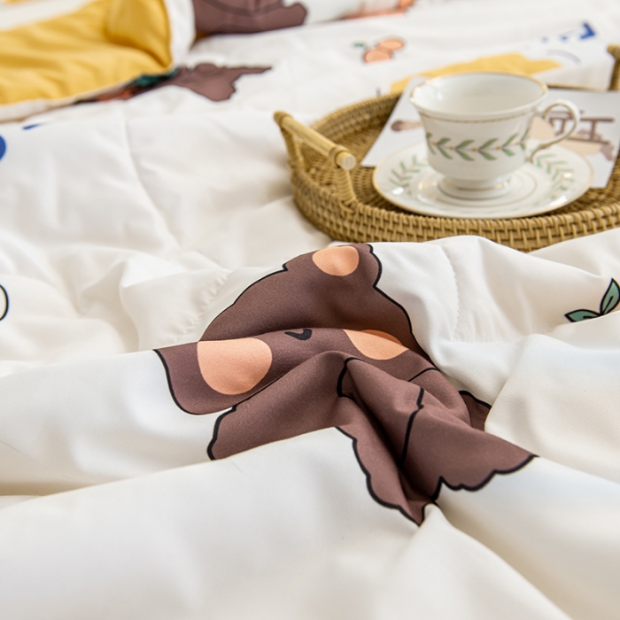 91家纺网 家纺一手货源 找家纺 慕尚 2025新款水洗棉夏被 萌熊