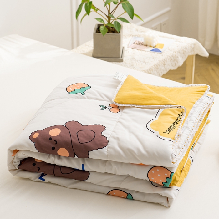 91家纺网 家纺一手货源 找家纺 慕尚 2025新款水洗棉夏被 萌熊