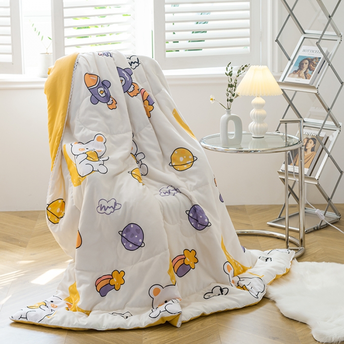 91家纺网 家纺一手货源 找家纺 慕尚 2025新款水洗棉夏被 奇幻星球