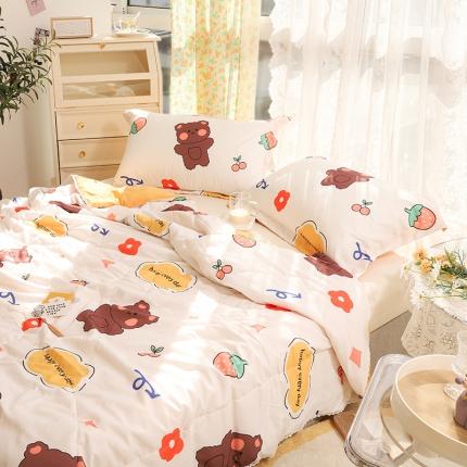 91家纺网 家纺一手货源 找家纺 慕尚 2025新款水洗棉夏被实拍图 萌熊