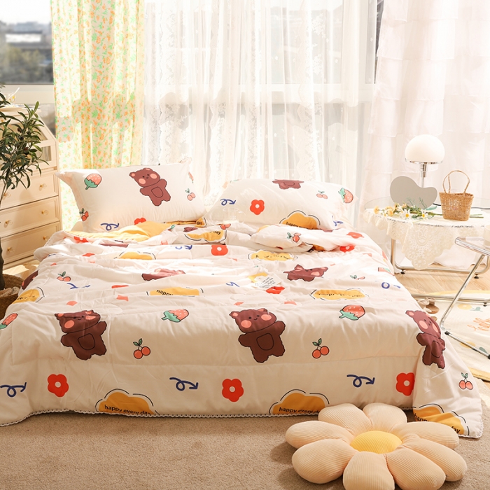 91家纺网 家纺一手货源 找家纺 慕尚 2025新款水洗棉夏被实拍图 萌熊