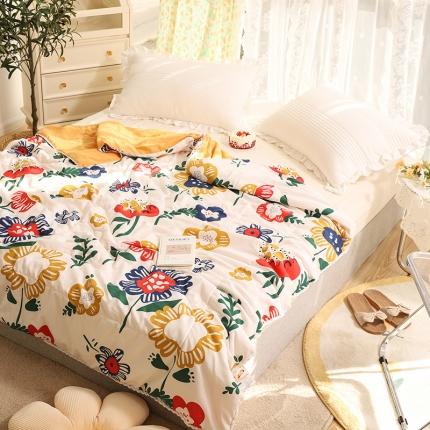 91家纺网 家纺一手货源 找家纺 慕尚 2025新款水洗棉夏被实拍图 梵高之花