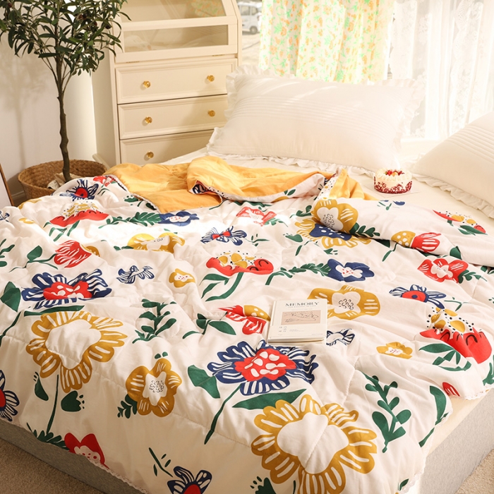 91家纺网 家纺一手货源 找家纺 慕尚 2025新款水洗棉夏被实拍图 梵高之花