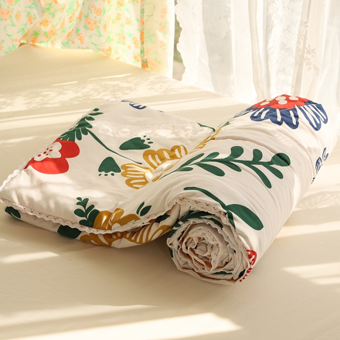 91家纺网 家纺一手货源 找家纺 慕尚 2025新款水洗棉夏被实拍图 梵高之花