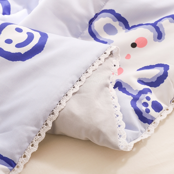 91家纺网 家纺一手货源 找家纺 慕尚 2025新款水洗棉夏被实拍图 元气小兔